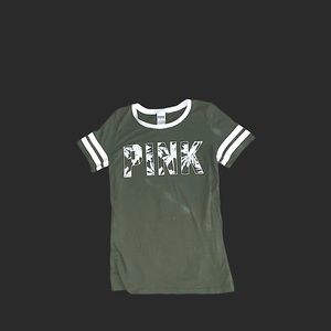 VS Pink Tropical Print Logo Tee